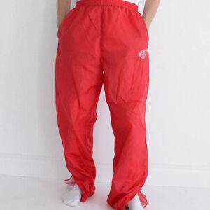 VTG  80S NHL Detroit Red Wings Cotton Lined String Waist Nylon Track Slush Pants